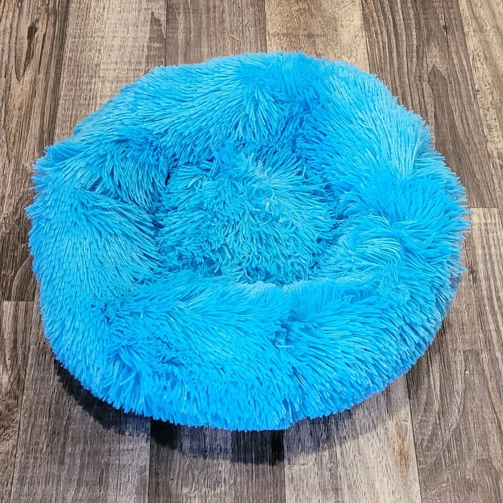 NEW Plush Calming Dog Puppy Bed Donut Blue